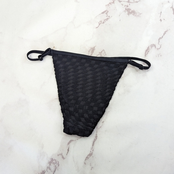 Good American Swim Bottom Women 1 Small Black Jacquard Adjustable Bikini - Picture 6 of 11